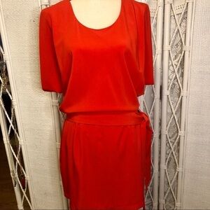 Coral Open-Back Mini Dress | Dolman Sleeves | Ark & Co | Size Large